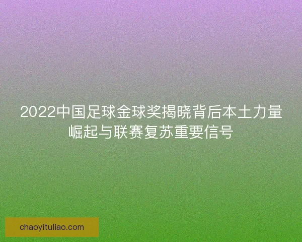 2022中国足球金球奖揭晓背后本土力量崛起与联赛复苏重要信号
